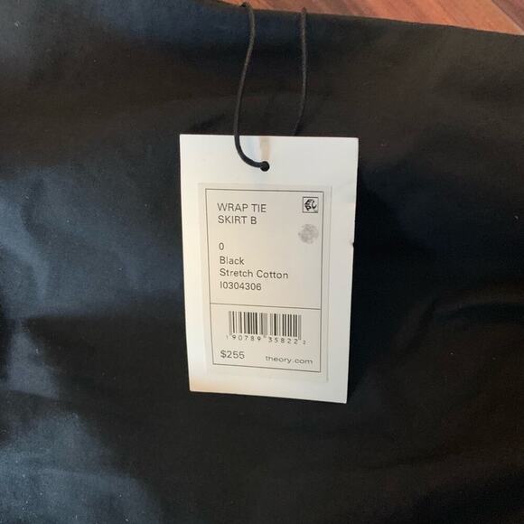 Theory Black Cotton Wrap Tie Skirt in Black. - Picture 8 of 8